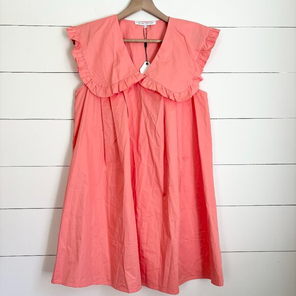 NWT English Factory coral colored dress with peter pan collar - Picture 1 of 5